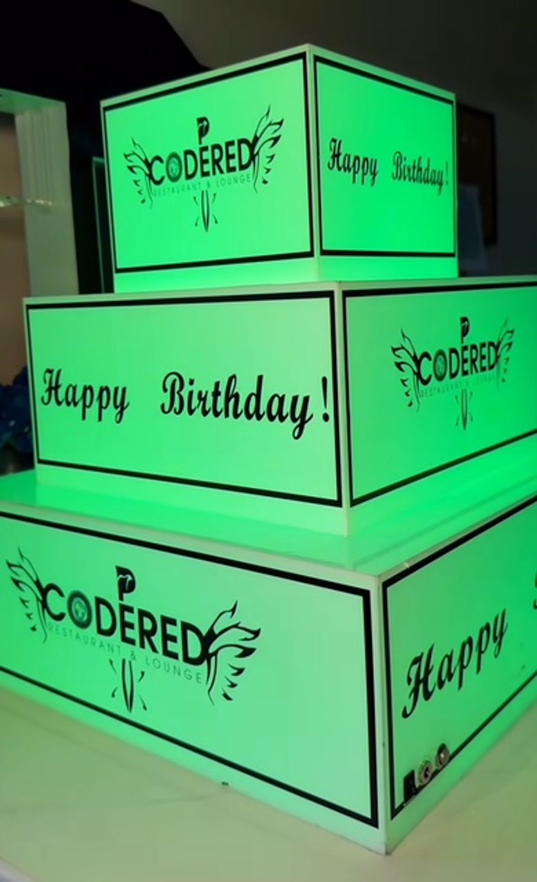 L.E.D CAKE - SQUARE LIGHT UP CAKE - BOTTLE SERVICE LED CAKE - CUSTOM LOGO
