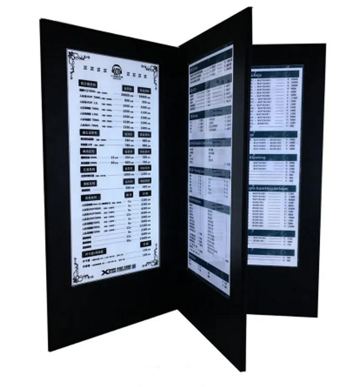 LED LIGHT UP MENUS - 4 PANELS