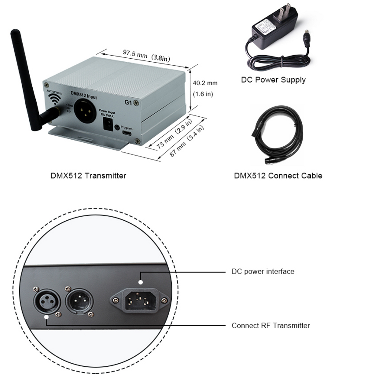512 REMOTE TRANSMITTER - DMX ADPTER FOR DMX BOX