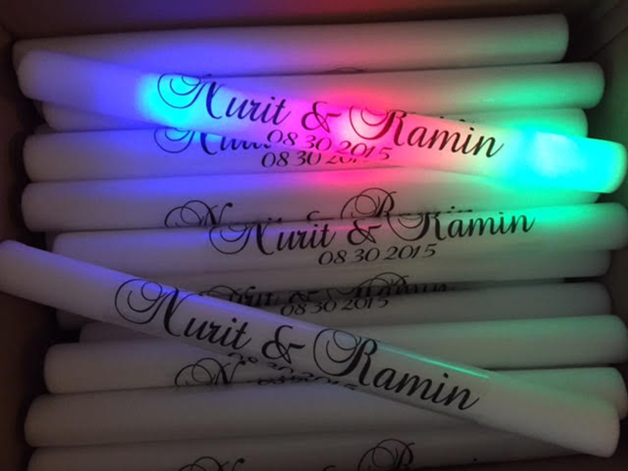 25 Personalized LED Foam Sticks Light-Up Customized Batons DJ Custom Glow Wands 