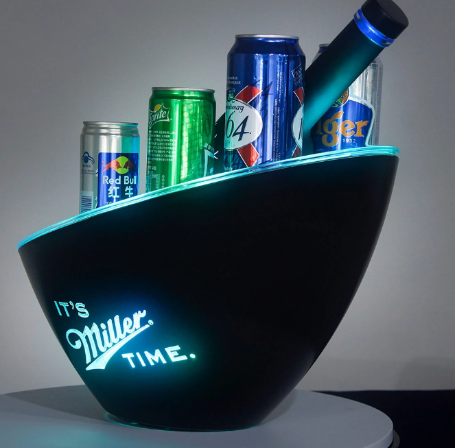 LED Custom Ice Buckets Arrangement Oval Ice Bucket