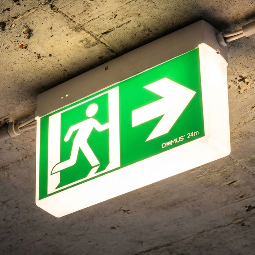 Emergency Exit Light White IP65 24m Surface Mounted 2 Hours Maintained ...