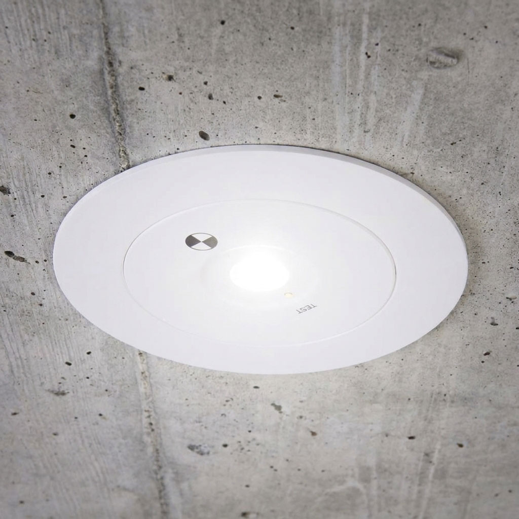 Emergency Light Rnd Emergency Light White Round 3.5W Recessed Non-Maintained Commercial ...
