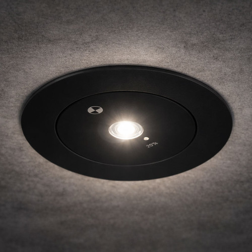2W Emergency Downlight Industrial Strength D60 LED IP44 2 Hours Recessed Black