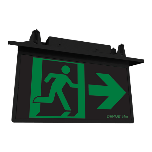 Emergency Exit Light Black 24m Recessed 2 Hours Maintained/Non-Maintained Commercial Grade