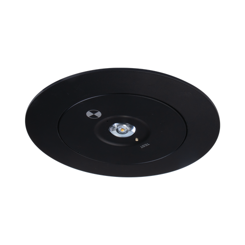 Emergency Light Black Round 3.5W Recessed Non-Maintained Commercial Grade D63