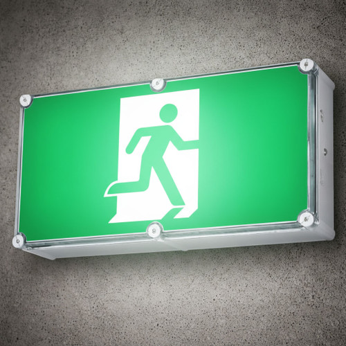 Jumbo Emergency Exit Light 40m IK10 IP67 120 Mins No Arrow Maintained Industrial Grade