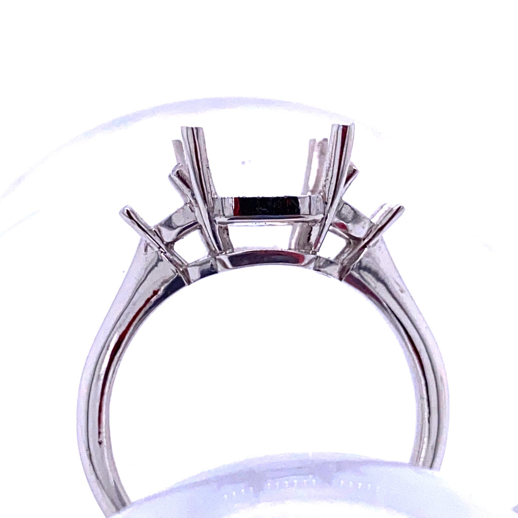 9410 -Platinum mounting for Emerald cut and 2 half moon stones