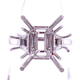 9411 -Handmade Platinum mounting for Emerald cut stone and trapezoid side stones