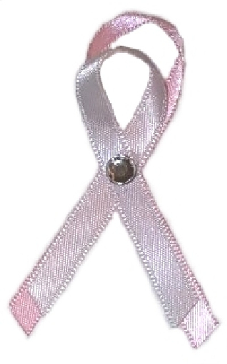 Breast Cancer Pink and White Ribbon Pin