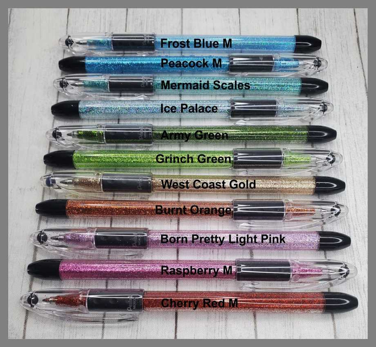 Green Glitter Gel Pen, Custom Glittered Ink Pen, Colorful Gel Pen