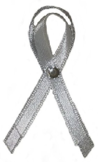 Diabetes/Brain Tumor/Asthma Awareness Ribbon Pin-Silver and White