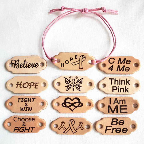 Breast Cancer Leather Link Bracelets - Awareness Promotionals