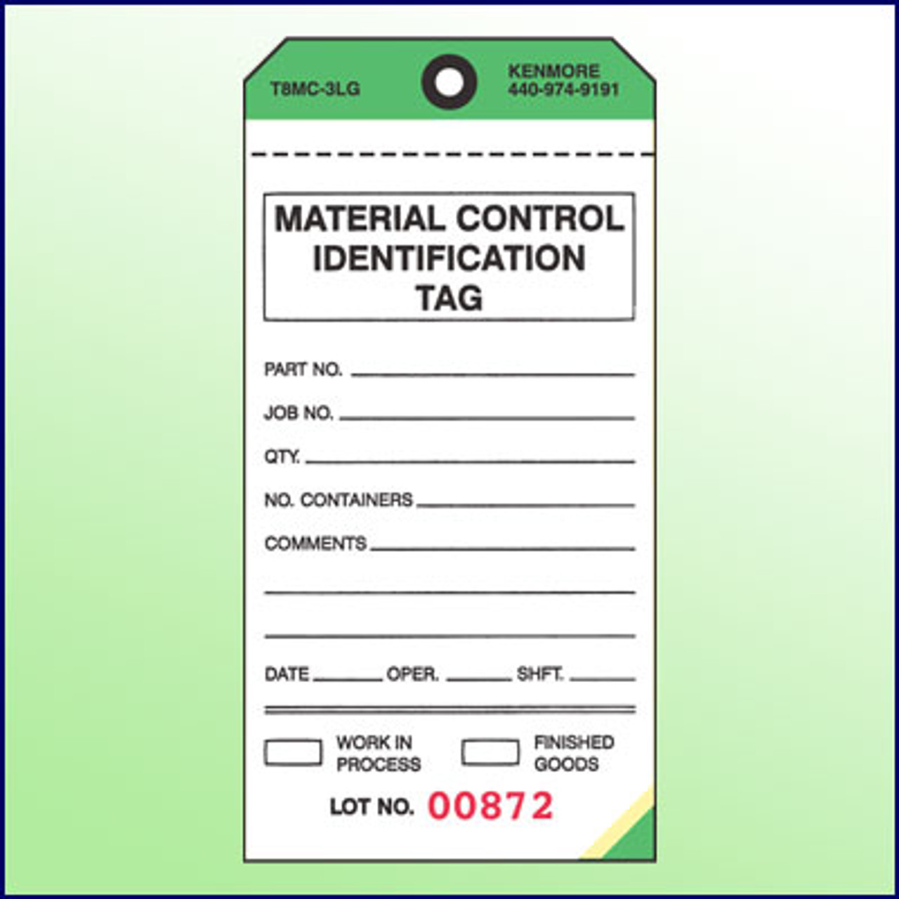 Material Control Identification Tag-3 Part - Kenmore Label & Tag