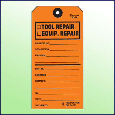 Tool Repair Equipment Repair Tag Kenmore Label Tag T8O TR