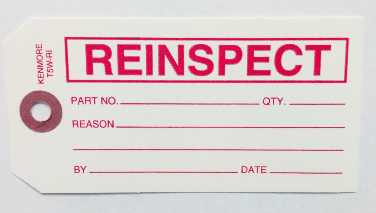 Reinspect Tag - Size #5 - Kenmore Label & Tag