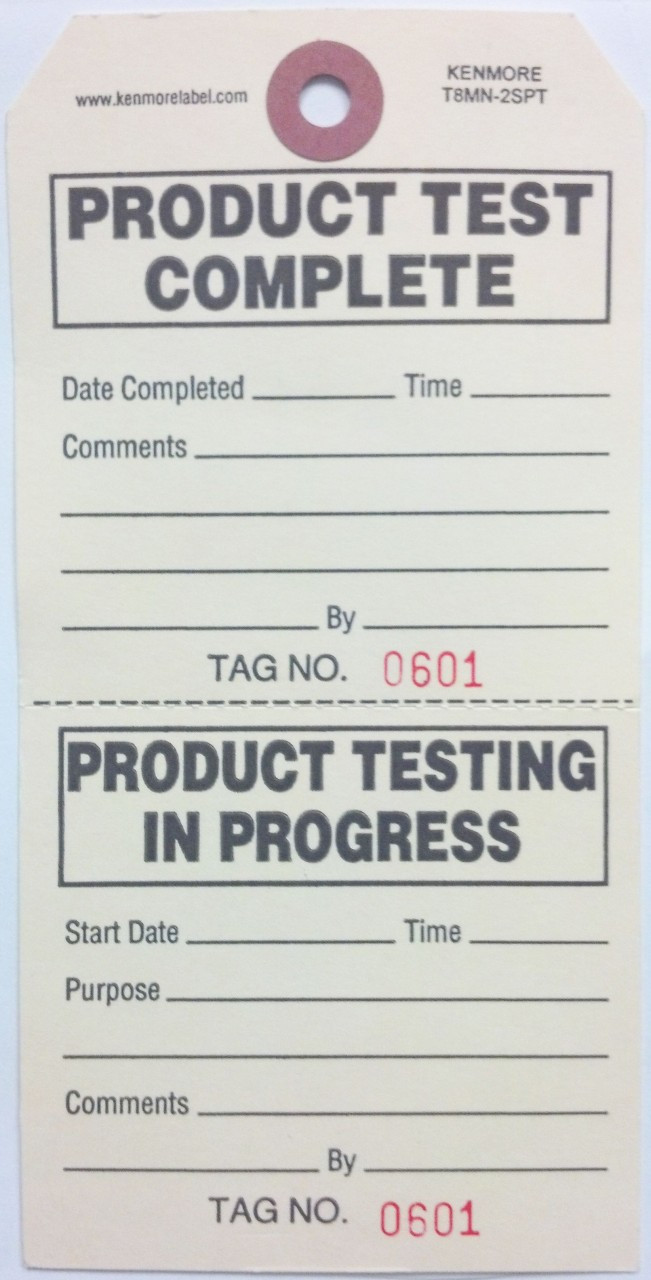 Production Test Complete Tag - Kenmore Label & Tag
