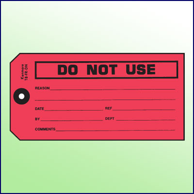 Do Not Use Tag - Kenmore Label & Tag