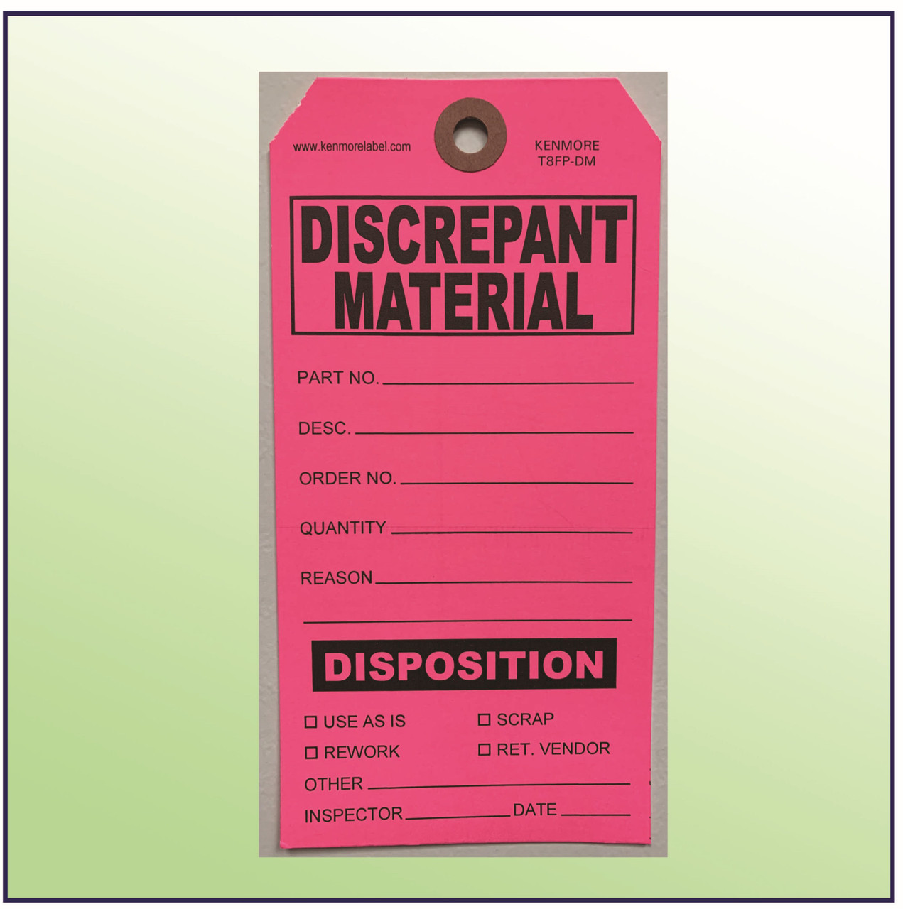 Discrepant Label Discrepant Material Tag - Size 8 - Kenmore Label & Tag