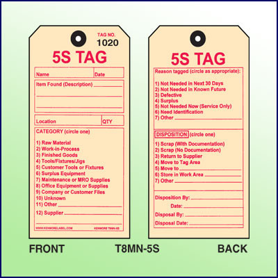 5S Miscellaneous Disposition Tag - Kenmore Label & Tag