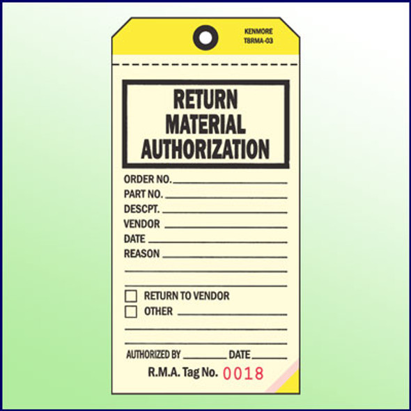 Return Material Authorization Tag   3 Part