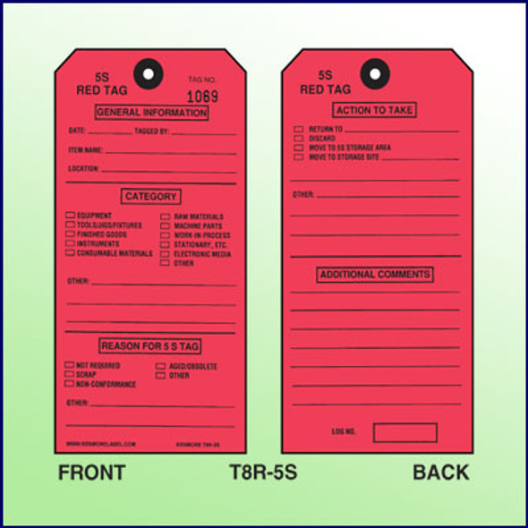 5S Red Tags (100 Pack)- Lean Visual Management 