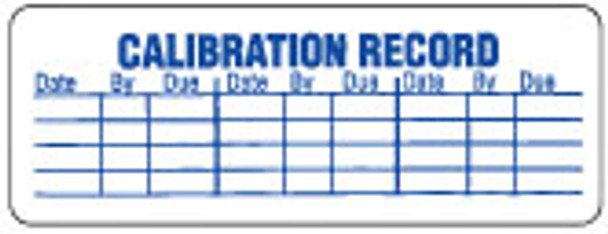Calibration Record Label 3/4 x 2-1/2