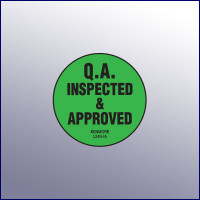 Inspected & Approved QA Label 1-3/4 dia. - Kenmore Label & Tag