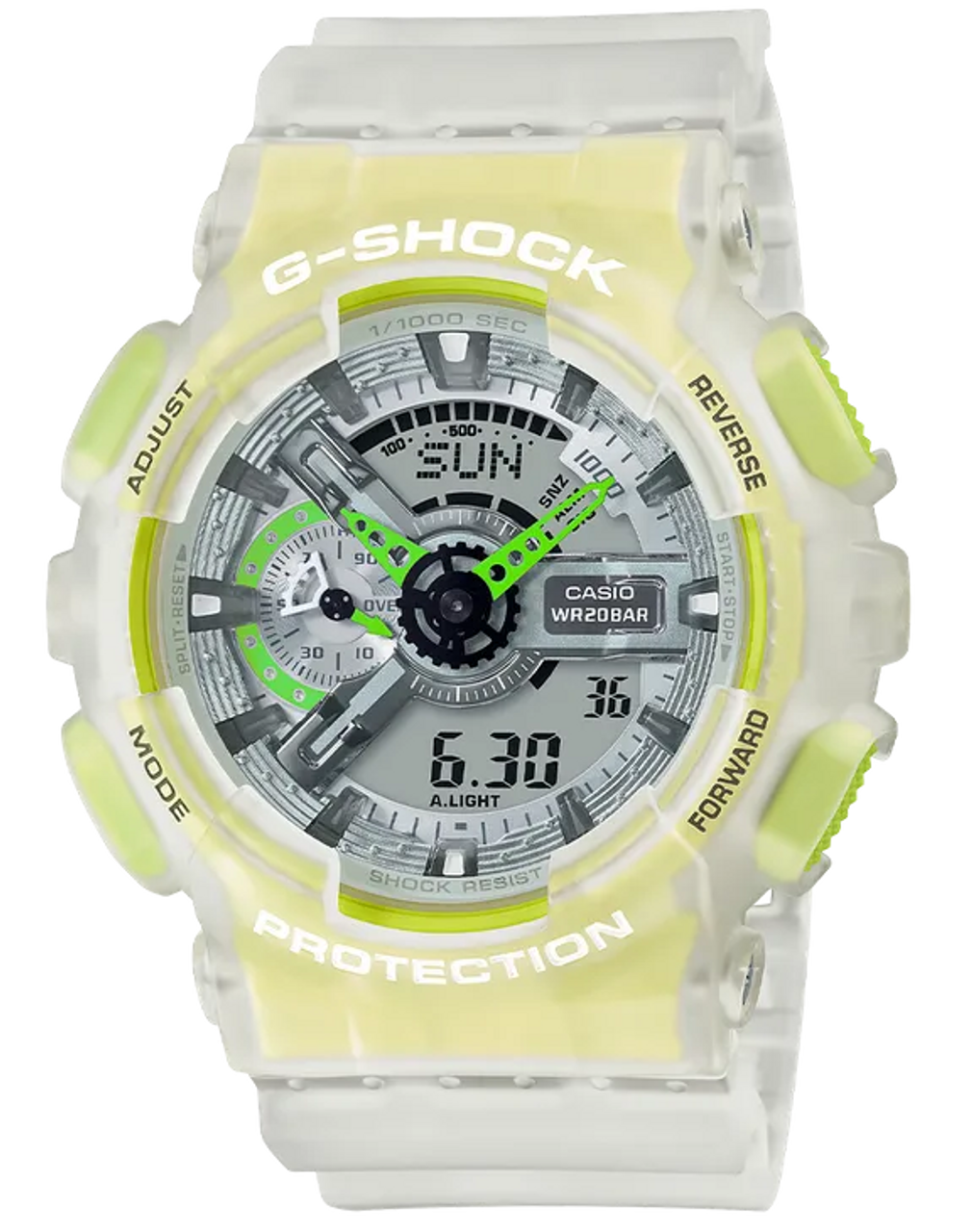 Casio G-Shock GA110LS-7A Semi-Transparent Acid Green Fluorescent Ana-Digital Watch - Arizona Time