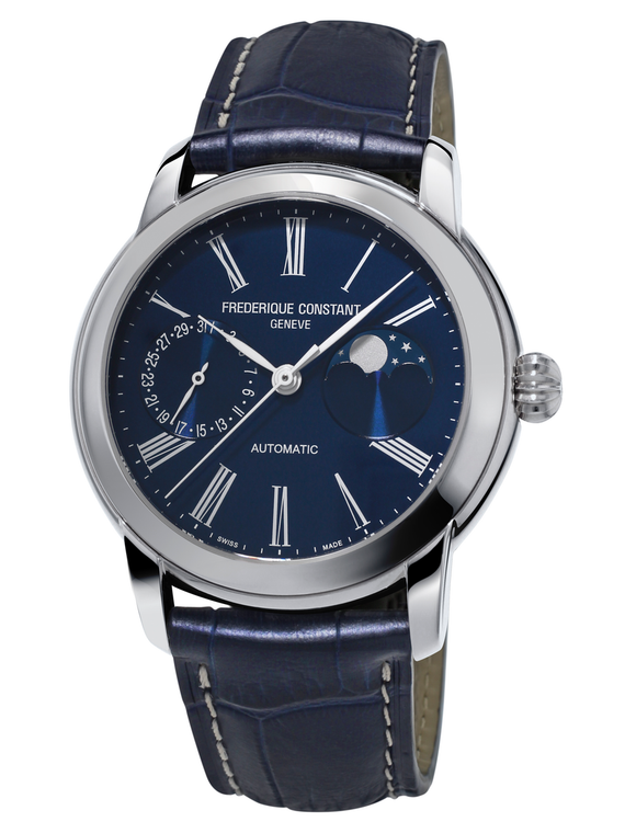 Frederique Constant FC-712MN4H6 Classic Moonphase Manufacture Stainless Steel Blue Dial
