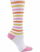  Nurse Mates Pink Peach White Stripe Compression Socks 