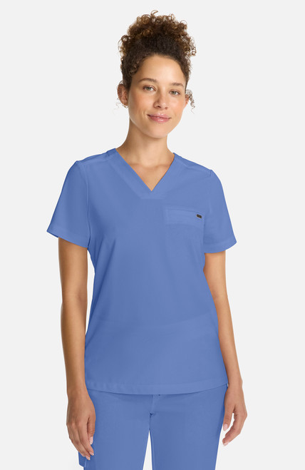 HH755 Healing Hands Quest Billie Women's Tuck-in V-Neck Top in Ceil Blue