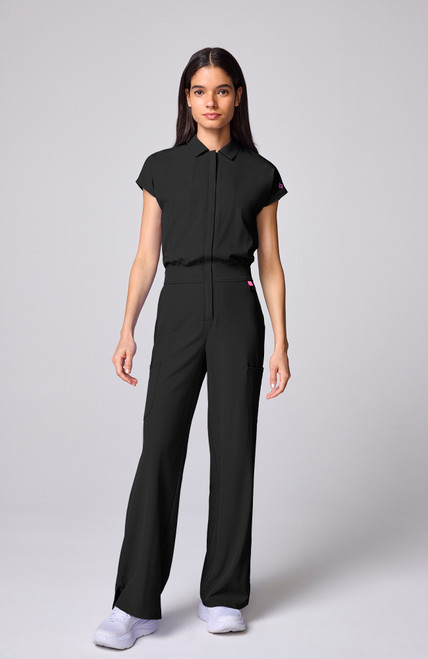 Med Couture Zip Front Wide Leg Jumpsuit