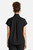The HH752 Quest Bella Women’s Partial Zip Stand Collar Top appears in a sleek black uniform set paired with black pants and white sneakers. The minimalist partial‑zip collar and short‑sleeve silhouette highlight a contemporary, functional style suited for medical, service, and fast‑paced workplace settings.