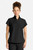 The HH752 Quest Bella Women’s Partial Zip Stand Collar Top is shown in classic black with matching black pants, styled against a clean white background. The short‑sleeve partial‑zip design and structured stand collar create a modern, professional uniform look ideal for healthcare, hospitality, and other active work environments.