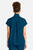 The HH752 Quest Bella Women’s Partial Zip Stand Collar Top is shown in a close‑up view emphasizing its Caribbean blue short‑sleeve construction, smooth partial‑zip collar, and practical chest pocket holding a pen. The clean, professional detailing reinforces its purpose as a dependable uniform top for healthcare, hospitality, and other active roles.