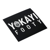 A square sticker featuring a black background with white text and a logo. The sticker is 75 x 75 mm.