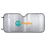 A bubble aluminium car sunshade in silver with a black border and a logo.