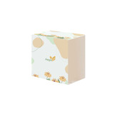 Custom packaging sleeve featuring a floral design with soft pastel colours and a logo.
