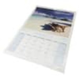 A3 wiro bound wall calendar featuring beach imagery and a grid layout for dates, predominantly in white and blue tones. A3 wiro bound wall calendar featuring beach imagery and a grid layout for dates, predominantly in white and blue tones.