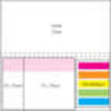 A pad with a laminated four-colour cover featuring sections in pink, yellow, green, blue, and orange, plus a logo. A pad with a laminated four-colour cover featuring sections in pink, yellow, green, blue, and orange, plus a logo.