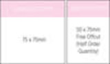 A notepad featuring a pink border, measuring 75x75mm, with 50 leaves and branding present. A notepad featuring a pink border, measuring 75x75mm, with 50 leaves and branding present.