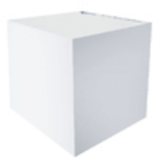 A white note cube with three colours of sticky notes, featuring no printing on the sides.