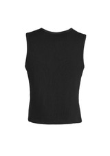 A black men's peaked vest with a knitted back, featuring a sleeveless design and a fitted silhouette.