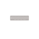 A 15cm clear plastic ruler featuring measurements in centimetres, with a hole and a small logo.