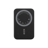 A black 5000mAh magnetic wireless power bank, featuring a smooth surface and a circular branding area on the back.
