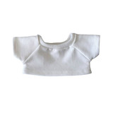 A white basic t-shirt for a plush doll, featuring a round neckline and short sleeves.