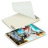 A medium-sized, full-colour notepad with a spiral binding and a cover featuring an extreme sports design.