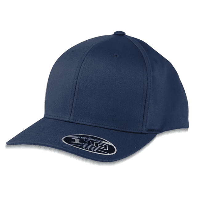 A navy blue adjustable cap with a structured design and a small logo on the side.