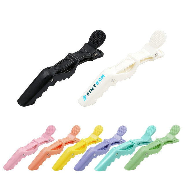 An assortment of anti-slip positioning alligator clips in black, white, pink, peach, yellow, green, blue, and purple.